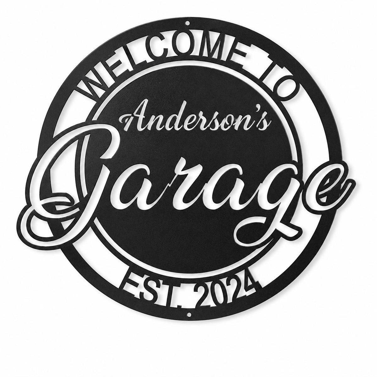 Custom Welcome To Garage Metal Sign Personalized Family Garage Name Sign with Established Year Main image
