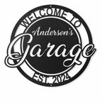 Custom Welcome To Garage Metal Sign Personalized Family Garage Name Sign with Established Year