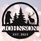Bear Deer Forest Sign