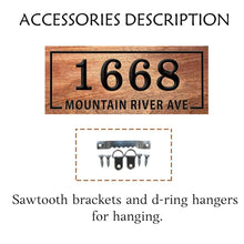 Custom wood address sign made from pine with engraved house number 1668 and street name, personalized wooden plaque for home or yard decor.