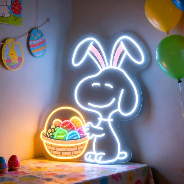 Cute bunny neon sign LED wall light for nursery and kids bedroom decor