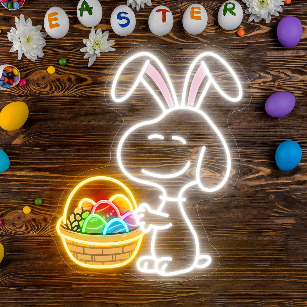Cute bunny neon sign LED wall light for nursery and kids bedroom decor