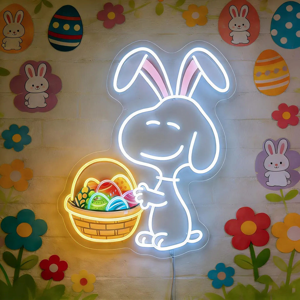 Cute bunny neon sign LED wall light for nursery and kids bedroom decor