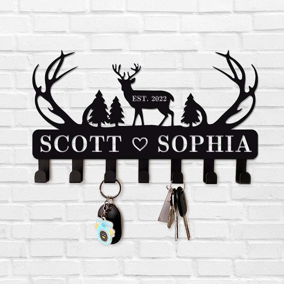 Personalized Deer Antler Key Holder Main image