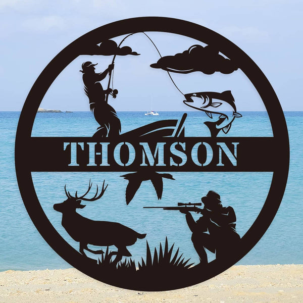 Fishing and Hunting Metal Sign