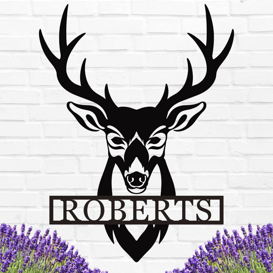 Deer Head Metal Sign