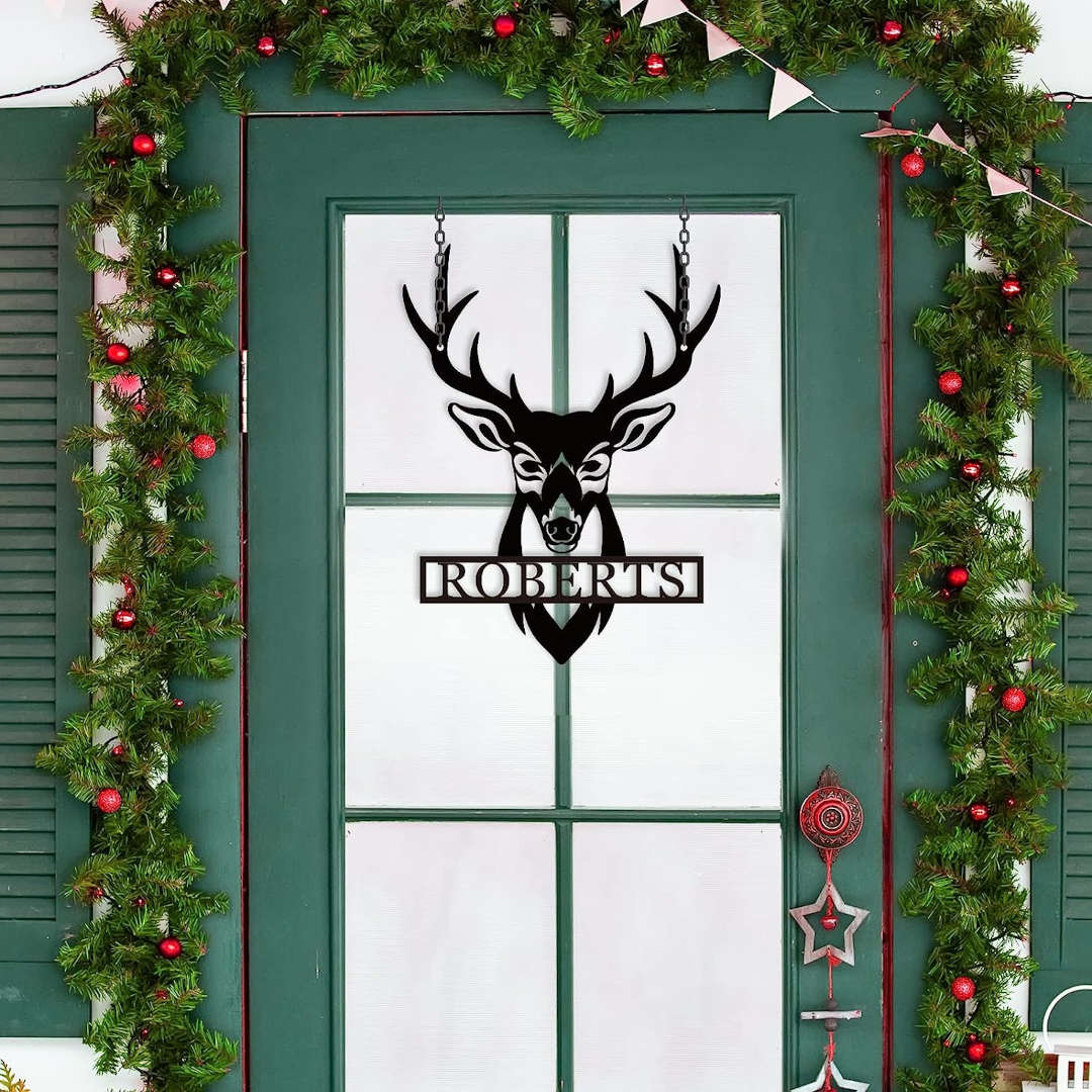 Deer Head Metal Sign