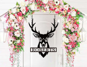 Deer Head Metal Sign