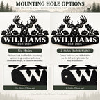 Mounting hole options for a personalized deer metal sign, comparing no holes with two side holes.
