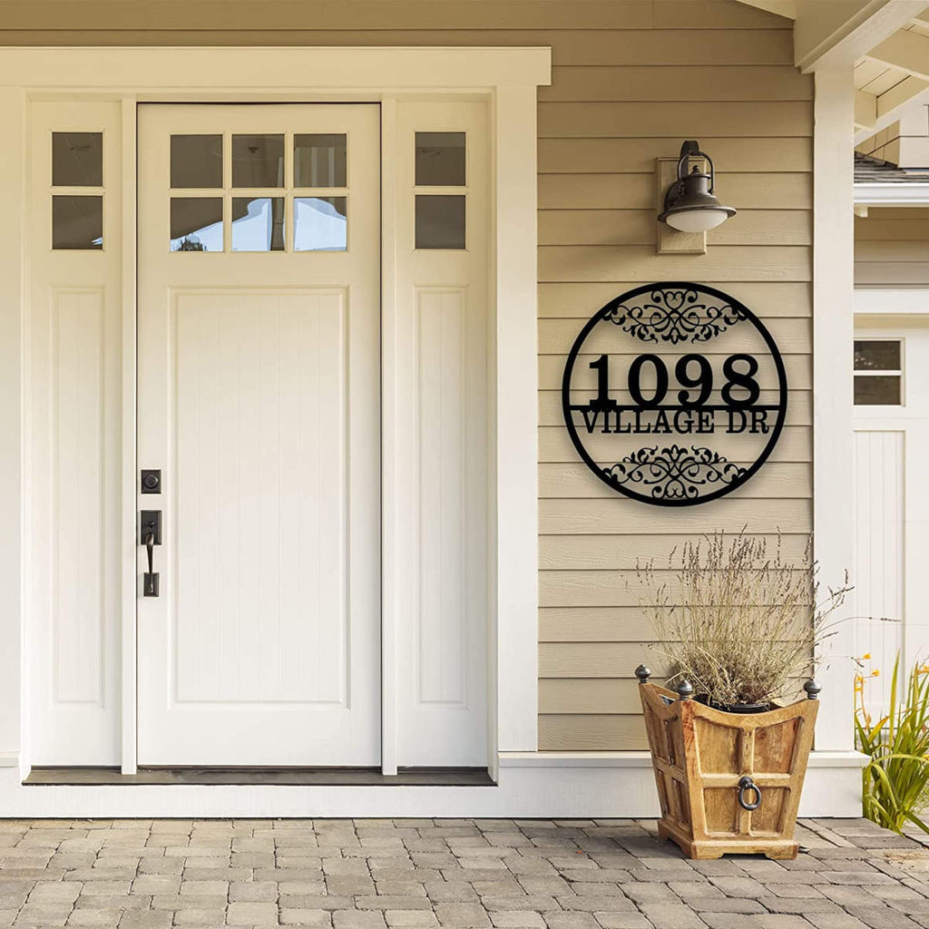 Personalized Scrollwork Metal House Address Sign
