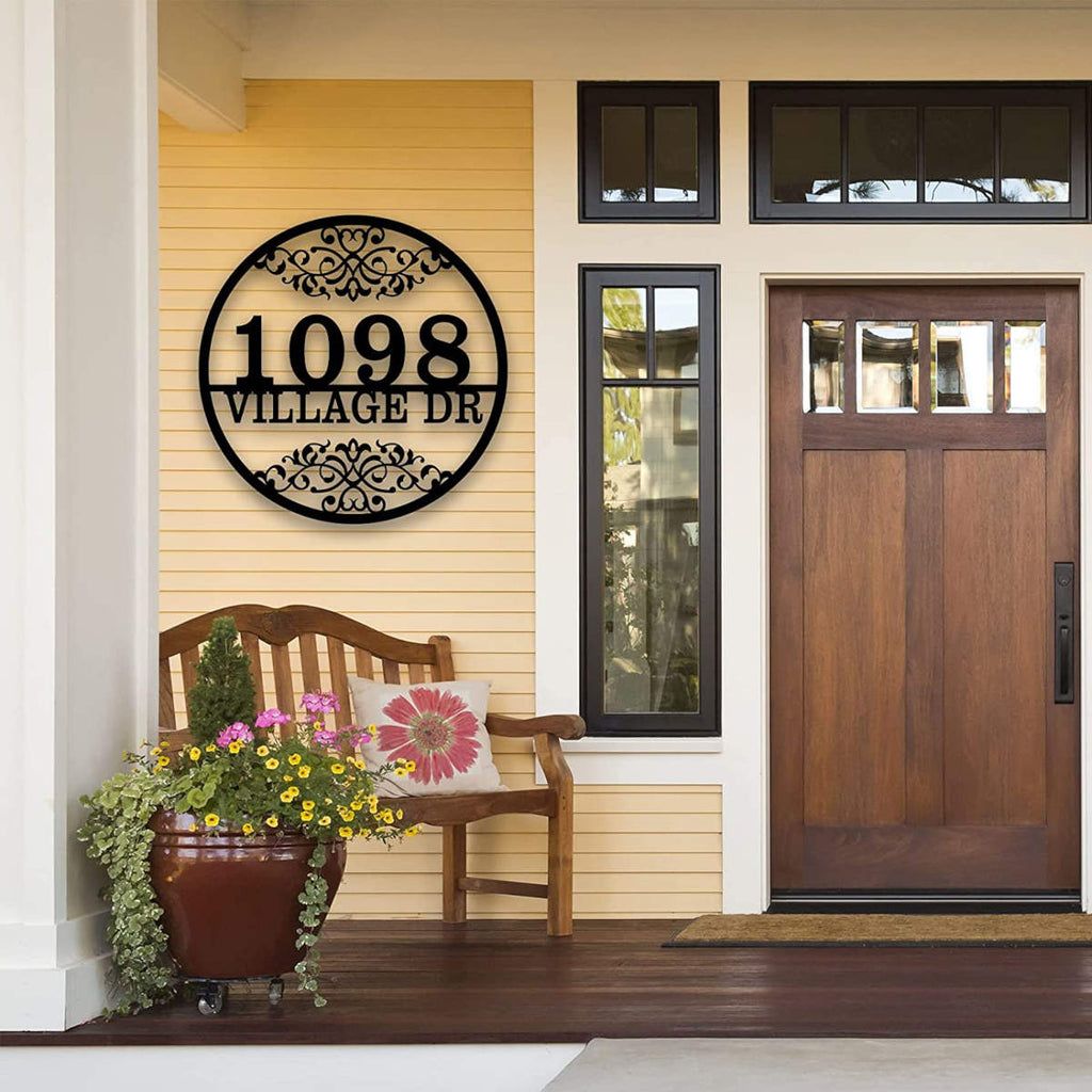 Personalized Scrollwork Metal House Address Sign