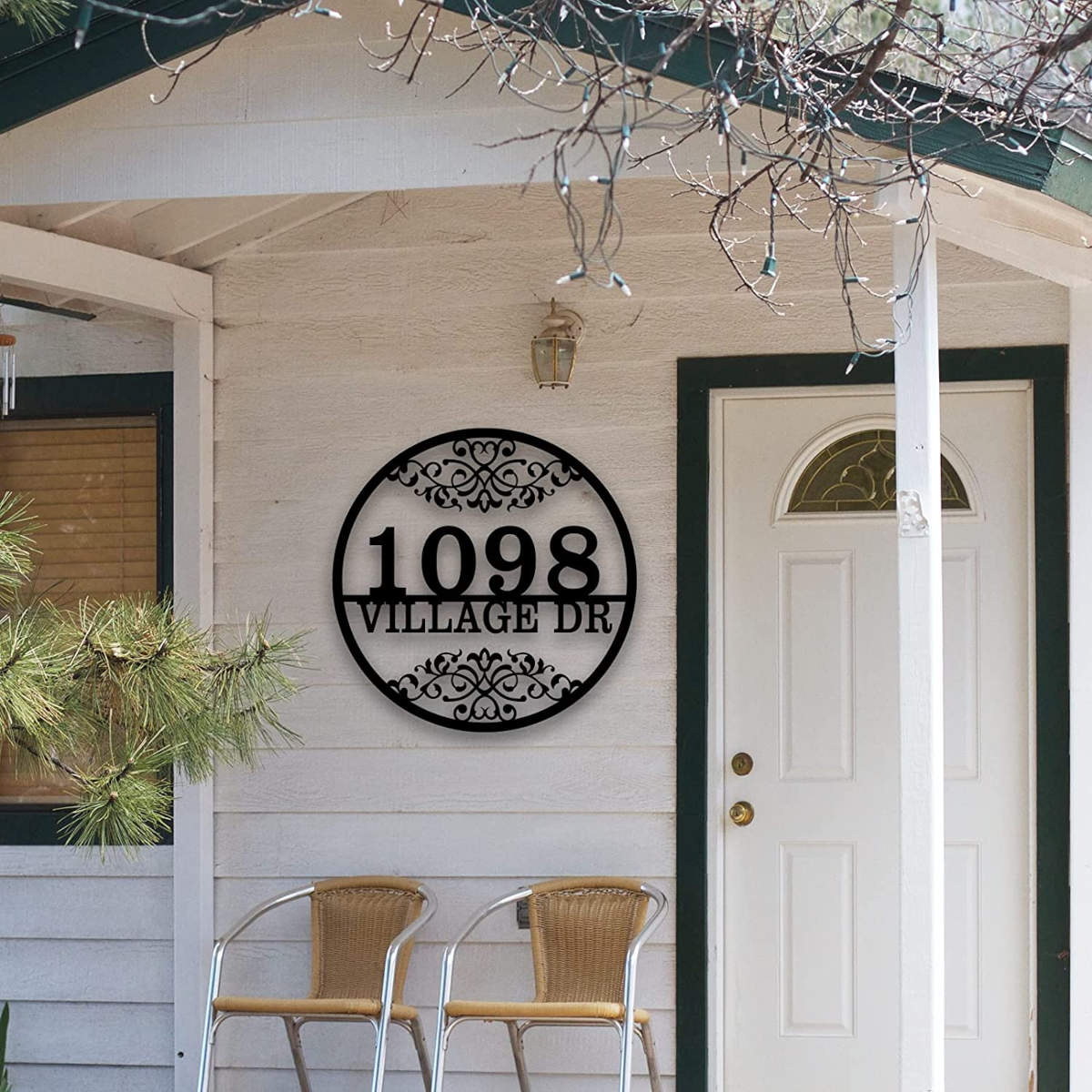 Personalized Scrollwork Metal House Address Sign