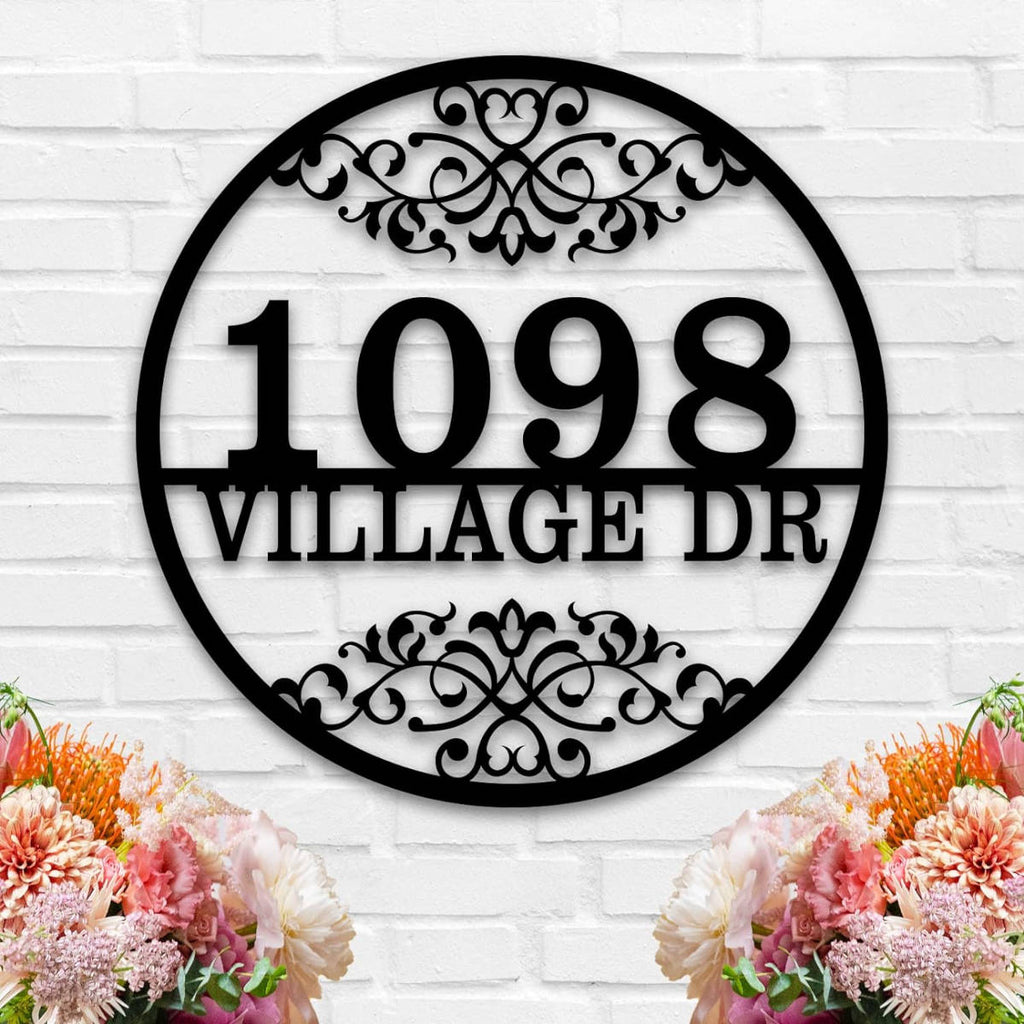 Personalized Scrollwork Metal House Address Sign