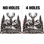 Comparison of personalized elk metal signs with no mounting holes and four pre-drilled mounting holes.