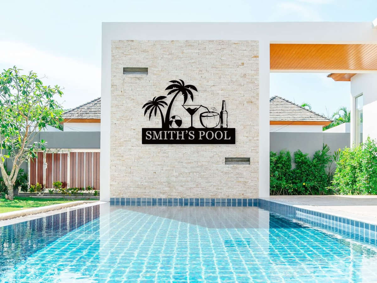 Poolside Metal Sign
