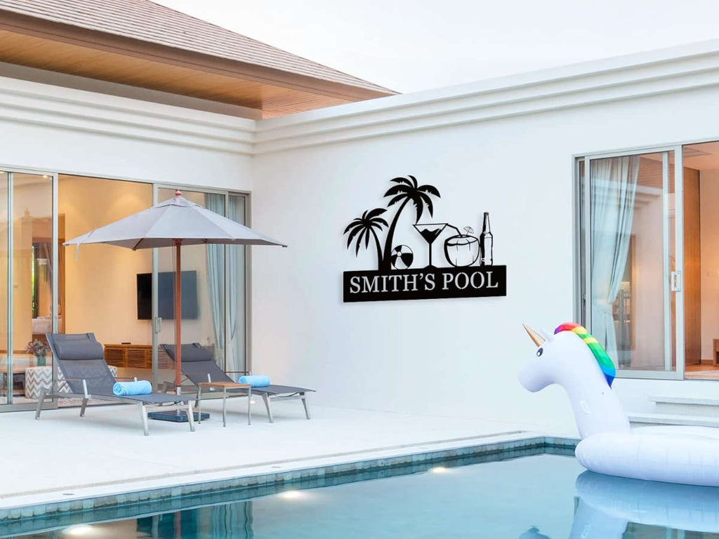 Poolside Metal Sign