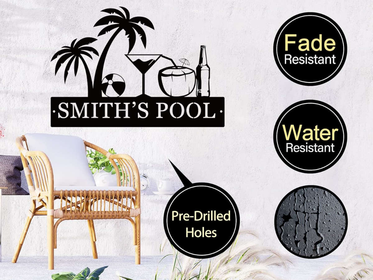 Poolside Metal Sign