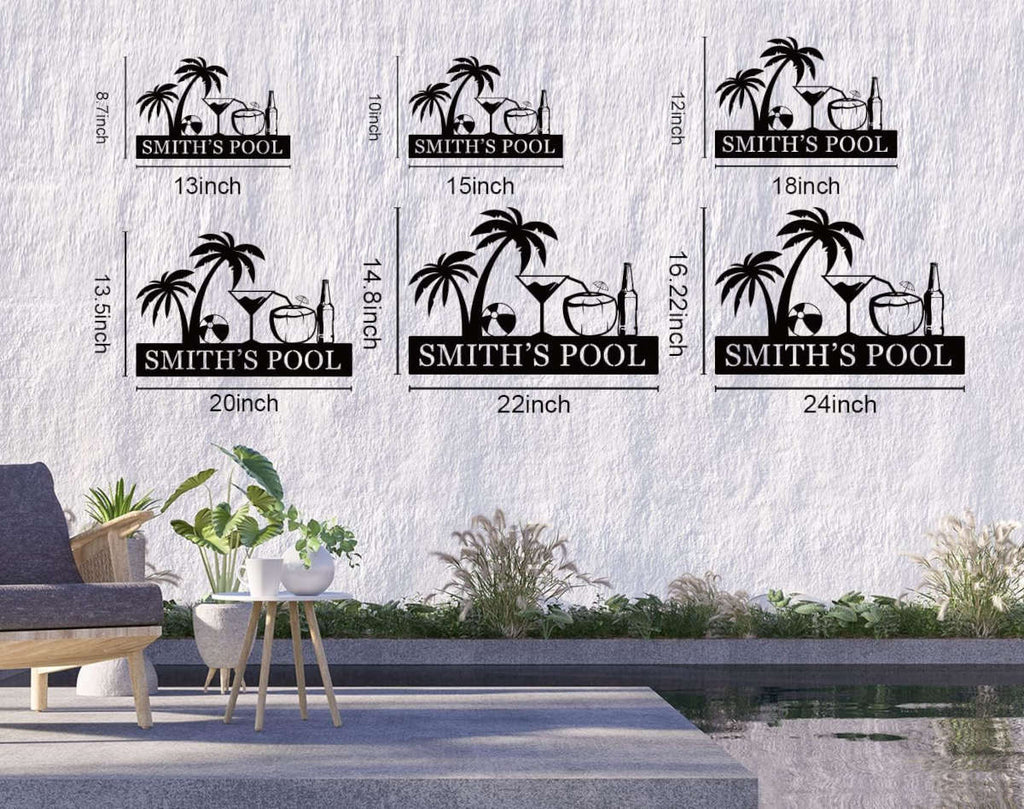 Poolside Metal Sign