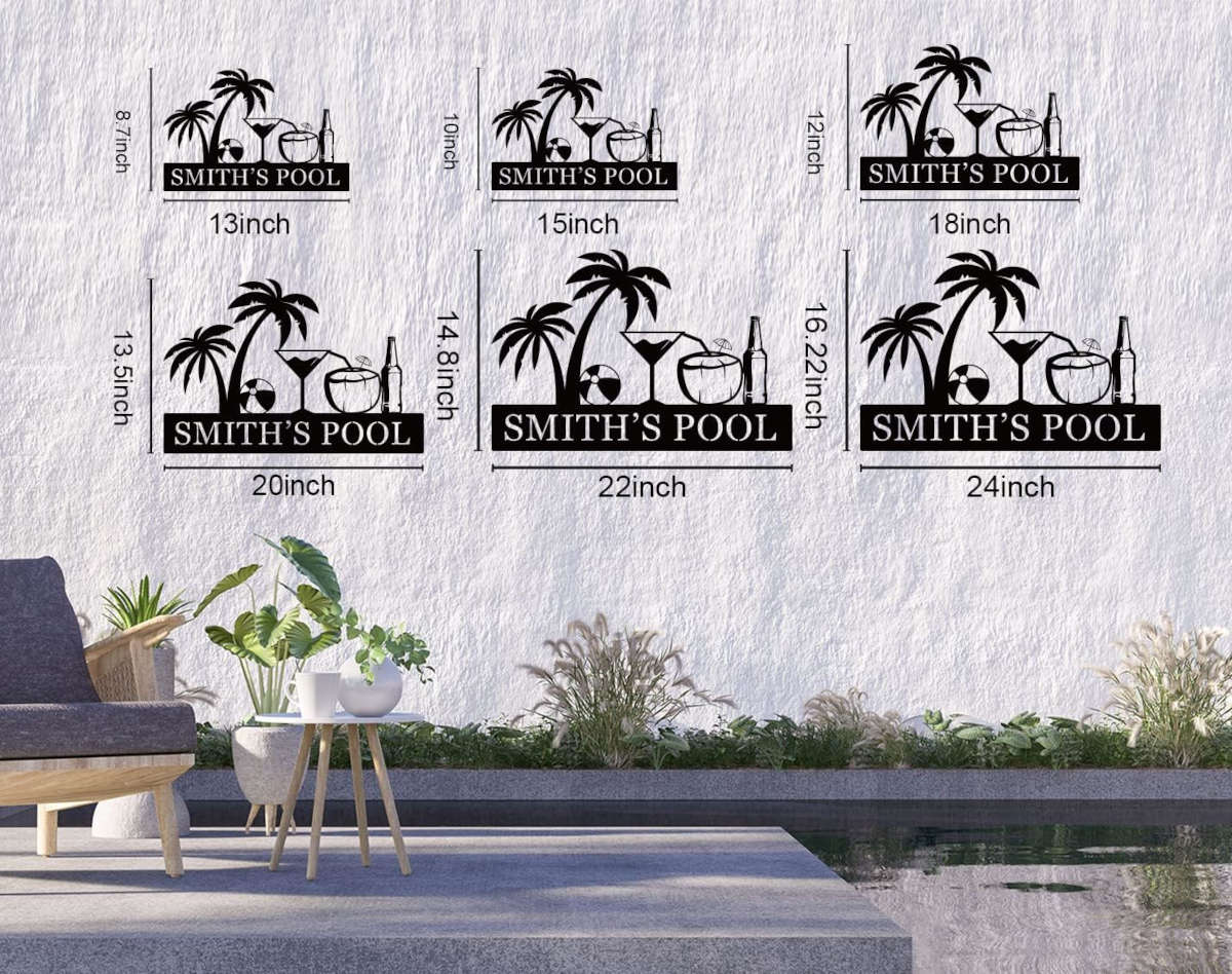 Poolside Metal Sign