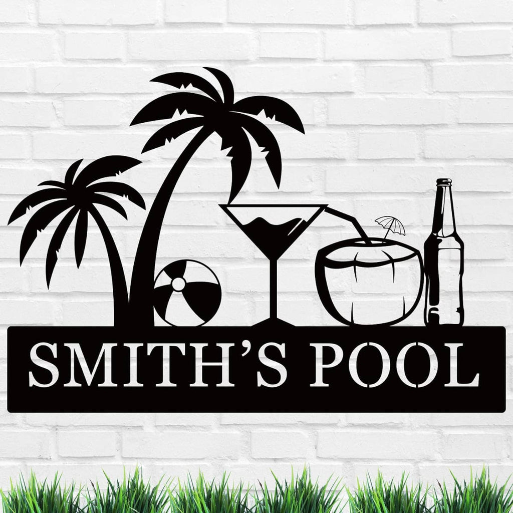 Poolside Metal Sign