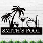 Poolside Metal Sign