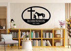 Custom Faith and Horse Metal Sign with Cross and Praying Man, Personalized Steel Wall Art for Farmhouse or Barn Décor