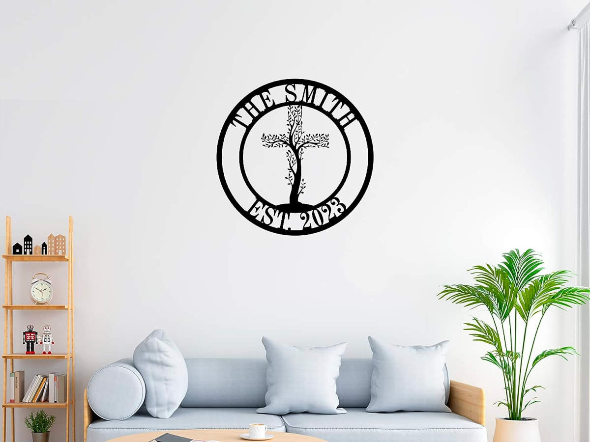 Family Cross Tree Sign