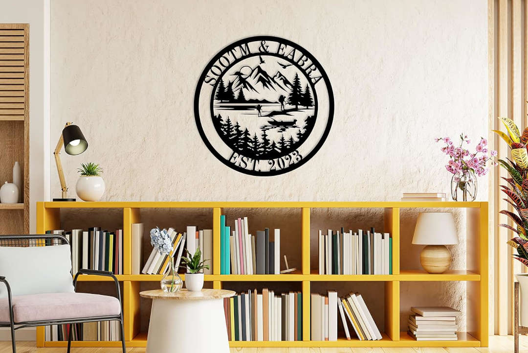Custom Mountain Scene Metal Sign Secondary image
