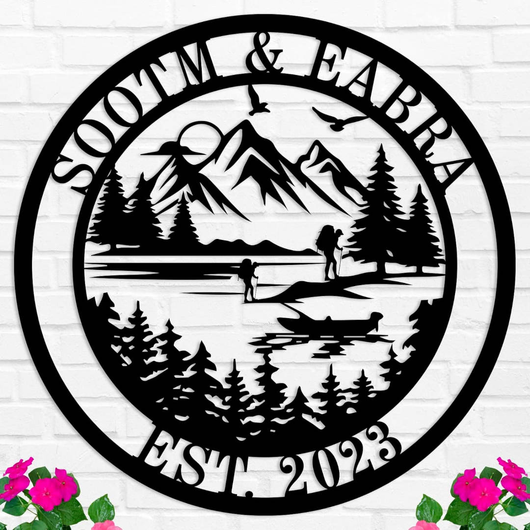 Custom Mountain Scene Metal Sign Main image