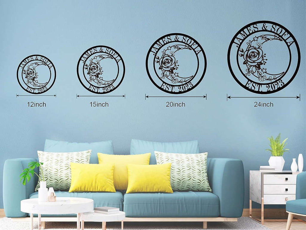 Floral Moon Metal Sign