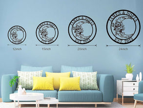 Floral Moon Metal Sign