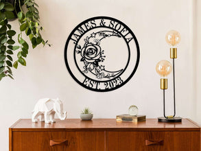 Floral Moon Metal Sign