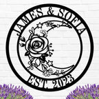 Floral Moon Metal Sign