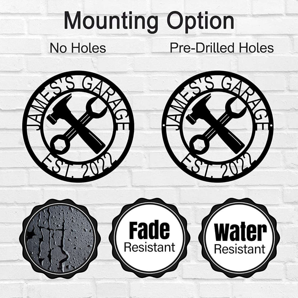 Personalized Garage Workshop Metal Wall Sign