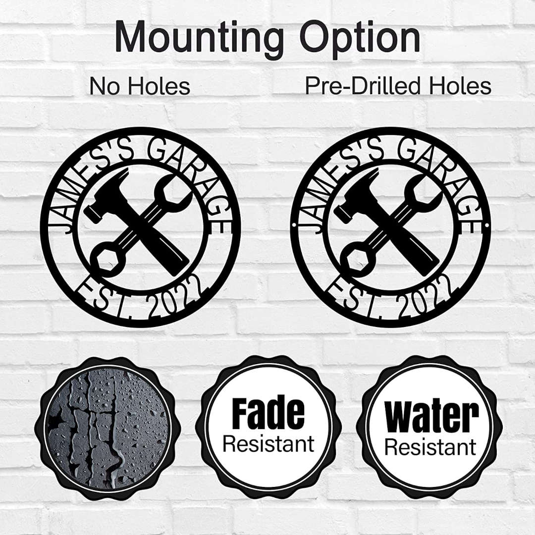 Personalized Garage Workshop Metal Wall Sign