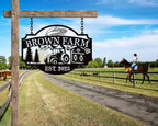 Custom farm tractor metal sign with personalized farm name and established year, steel farmhouse wall decor for barn or ranch