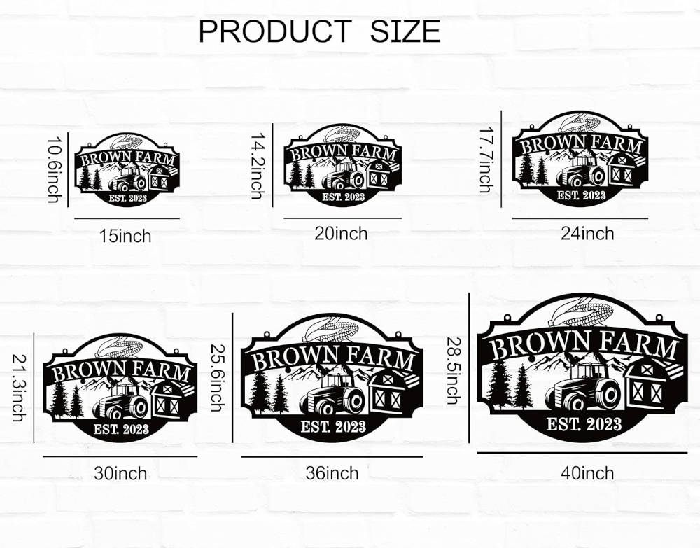 Custom farm tractor metal sign with personalized farm name and established year, steel farmhouse wall decor for barn or ranch