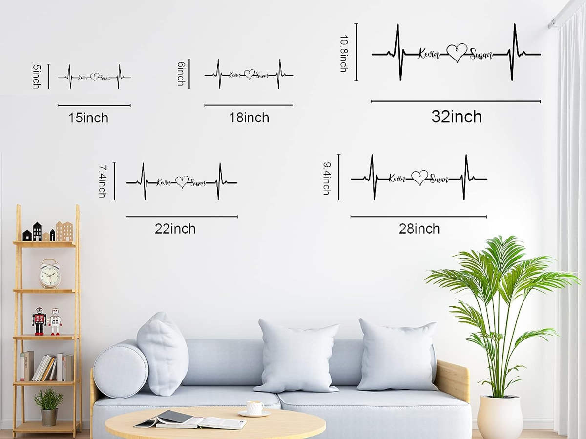 Custom metal heartbeat name sign with heart and personalized names, laser-cut steel wall decor for couples