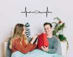 Custom metal heartbeat name sign with heart and personalized names, laser-cut steel wall decor for couples