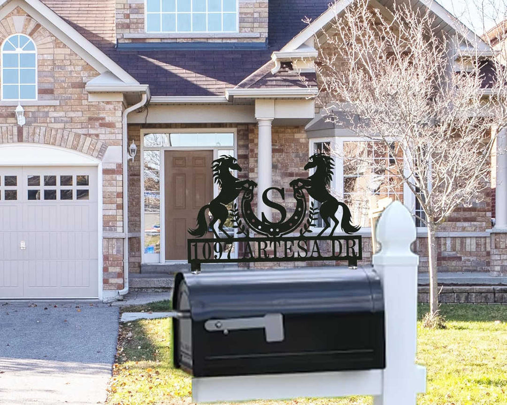 Custom Horse Monogram Stainless Steel Mailbox Sign