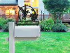 Custom metal mailbox topper with hummingbird and flower design, personalized house address sign for front yard décor