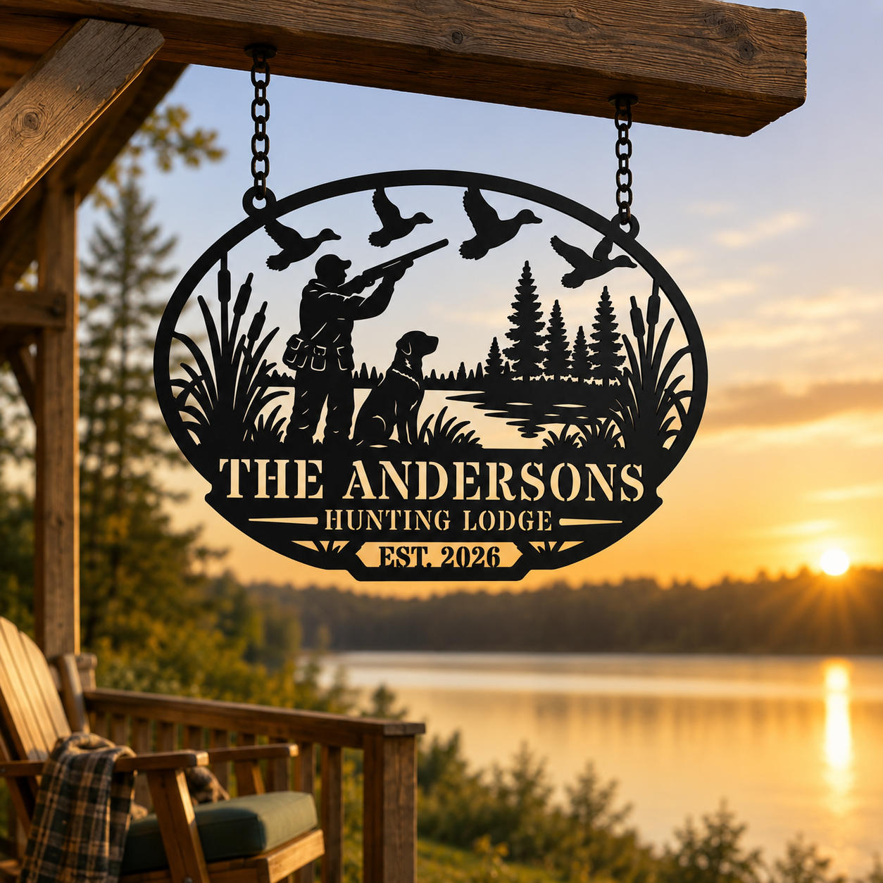 Custom Duck Hunting Lodge Metal Sign Secondary image