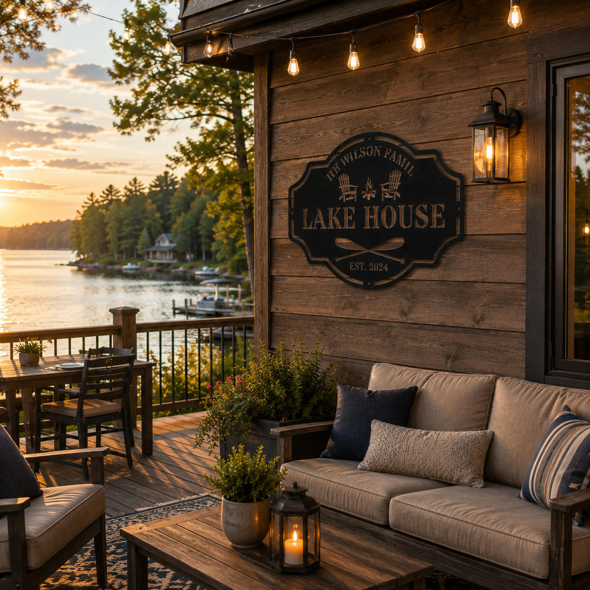 Custom Metal Lake House Name Sign