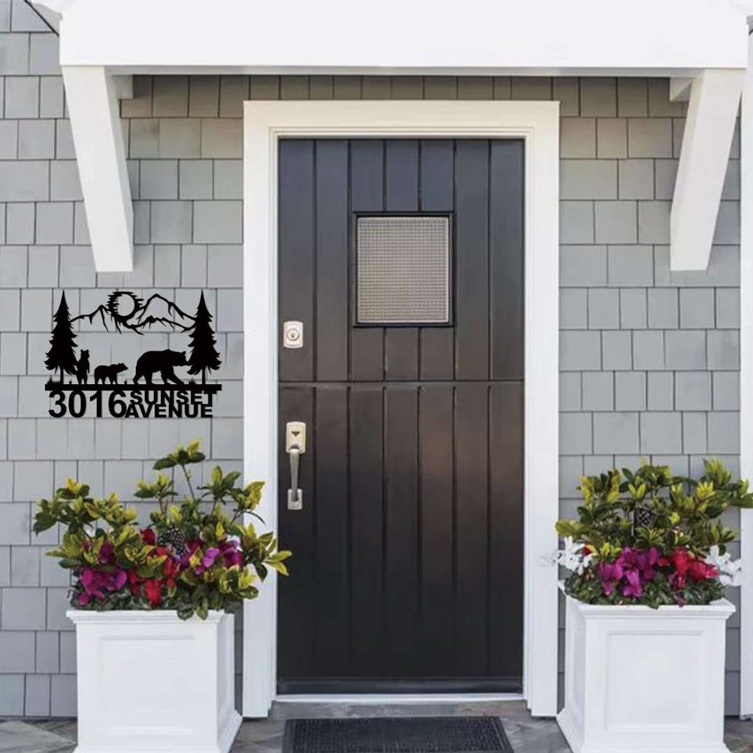 Custom Mountain Bear Address Plaque