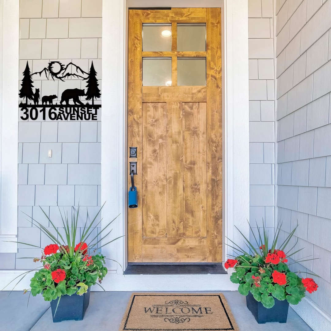 Custom Mountain Bear Address Plaque