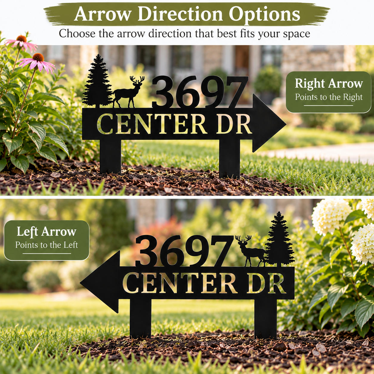 Custom Deer Directional Metal Yard Sign Secondary image