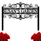 Personalized metal garden sign with built-in stakes and custom name, outdoor decorative yard signage