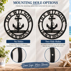 Mounting hole options for a personalized metal sign showing no holes and two small side holes.