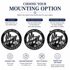 Three mounting options for a personalized sea turtle metal sign: no holes, pre-drilled side holes, and top hanging holes.
