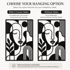 Metal wall art hanging options showing four corner holes and no holes installation choices